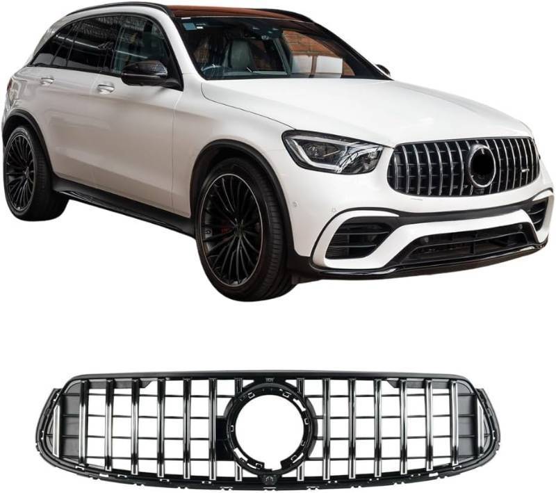 lot 271425 image: Retails for $129 Front Bumper Upper Grille Grill Fit For Mercedes Benz GLC X253 2020 2021 2022 Black Chrome Plastic Mesh Cover Trims Accessories