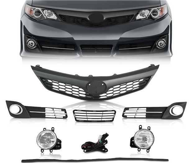 lot 371339 image: Front Bumper Grille Fog Light &Cover Trim Set For 2012-2014 Toyota Camry SE 6PCS