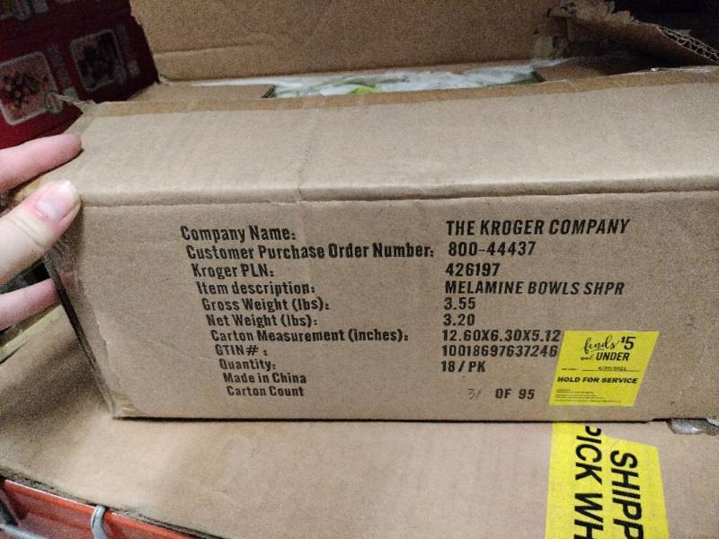 lot 10027 image: The Kroger Company Melamine Bowls - 18 Ct - Retail - $34.99