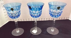 lot 1013 image: Waterford crystal simply blue goblets set of 3