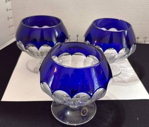 lot 1016 image: Faberge cobalt blue crystal stemware set of 3