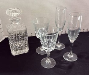 lot 1021 image: Decanter and stemware