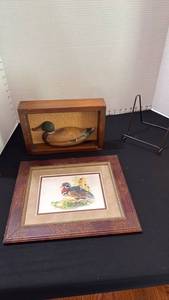 lot 1038 image: Susan Morrison gallery framed print 11x13 with duck wall hanging and easel