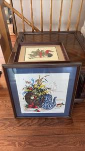 lot 1059 image: Framed Embroidered Prints Larger 23x21