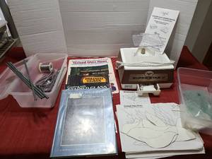 lot 1205 image: Stained glass Glastar Super Star II Diamond Glass Grinder with Accessories and Books, plus a Sterilite tote for storage