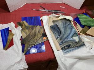 lot 1206 image: Stained glass pieces and solder