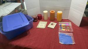 lot 1237 image: Candles, Sterilite Tub, and More