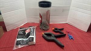 lot 1238 image: Plastic Drop Clothes, Clamps, Chain