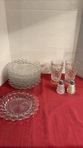 lot 2008 image: American Fostoria Plates, Glasses, Salt and Pepper Shakers 14 Pieces