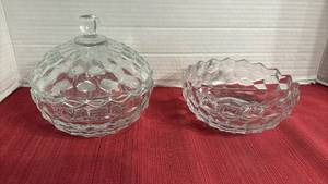 lot 2010 image: American Fostoria Lid and Divided Candy Dishes