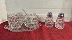 lot 2012 image: American Fostoria Sugar and Creamer Cups and Salt & Pepper Shakers