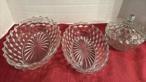 lot 2015 image: American Fostoria Oval Serving Pieces and Covered Candy Dish