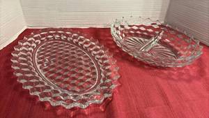 lot 2018 image: American Fostoria Oval Serving Dishes Slight Chips