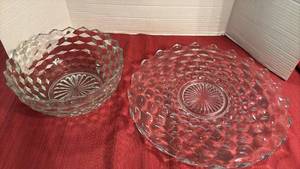 lot 2019 image: American Fostoria Platter and Serving Bowl