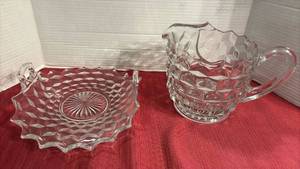 lot 2020 image: American Fostoria Handled Serving Tray and Pitcher
