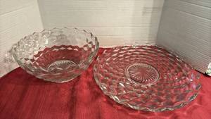 lot 2026 image: American Fostoria Platter and Serving Bowl