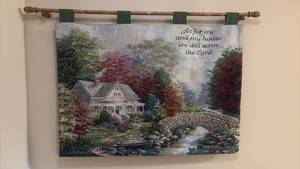 lot 2049 image: Framed Print and Wall Tapestry 28x42in Overall