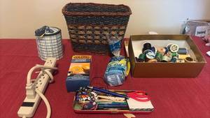 lot 2136 image: Basket, Thread, Power Strip, and More