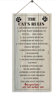 lot 63252 image: Pet Decor Signs, Decorative Wood Hanging Wood Plaque, Funny Cat Sign, Cat Room Hanging Decor, Wall Decor Art, Cat Family Home Decor, Cat Gift, Cat Lover Gifts B - Retail $0
