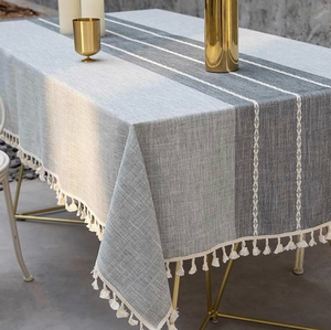 lot 63264 image: Deep Dream Tablecloth, Embroidered Waterproof Table Cloth Cotton Linen Wrinkle Free Anti-Fading Tablecloths Washable Dust-Proof Table Cover for Kitchen Dinning Party, 55 x 140 Inch - New Gray - Retail $0