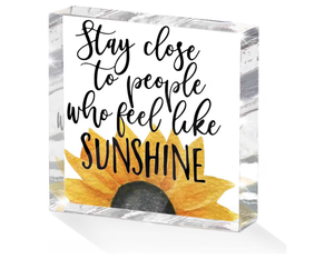 lot 63265 image: Sunflower Decor for Table Desk Shelf Acrylic Inspirational Motivational Desk Decor Summer Decorations for Home Office Kitchen Bathroom Sunflower Gifts for Women Girls Friends Birthday Christmas - Retail $0