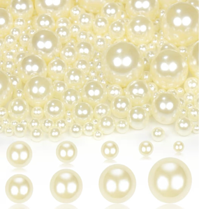 lot 63278 image: 2200PCS Pearls for Crafting, Ivory No Hole Beads for Centerpieces Vases, 9 Sizes Bulk Fake Pearls Beads for Vase Filler, Candles Centerpiece, DIY Crafts, Jewelry Making (468101214161820mm) - Retail $0