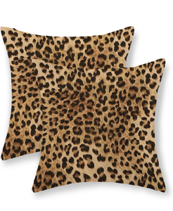 lot 63279 image: Brown Leopard Print Pillow Covers 18x18 Inch Set of 2 Animal Print Throw Pillows Skin Cheetah Print Decorative Pillow Cases Modern Decor Outdoor Farmhouse Cushion Case for Couch Sofa Room - Retail $0