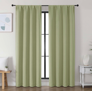 lot 63282 image: Simplebrand Ava Sage Green Blackout Curtains for Bedroom, 78 Inch Length, 2 Panels Set, Privacy Thermal Insulated Rod Pocket Window Curtains for Patio, French Door, W40 x L78 Inch - Retail $0