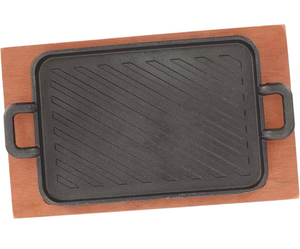 lot 63284 image: Toddmomy Thickened Cast Iron Grill Pan with Base Outdoor Kitchen Grill Plate for Camping Even Heat Distribution for Vegetables and Meat Smooth Multipurpose Barbecue Griddle - Retail $0