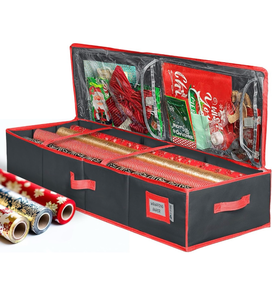 lot 63299 image: HOLDN�� STORAGE Premium Wrapping Paper Storage Container - Durable 600D Tear-Proof, Fits 27 Rolls Gift Wrap, Extra Pockets for Ribbons & Bows, Underbed Storage - Ideal for Holiday Christmas, Black - Retail $0