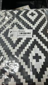 lot 63306 image: Smiry Waterproof Fitted Vinyl Tablecloth 4 Foot Table Black Geometric Pattern - Retail $12
