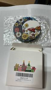 lot 63346 image: Mushroom and Wildflower Ceramic Christmas Ornament - Retail $8
