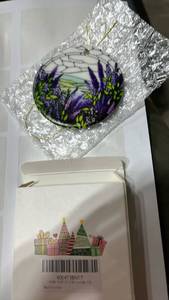 lot 63359 image: Stained Glass Style Lavender Suncatcher Ornament - Retail $12