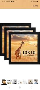 lot 62143 image: (227)10 x10 Picture Frame Set of 3, Black Wooden Frame 10 x10 Square Wall Gallery Poster Photo frame with Horizontal and Vertical Formats for Wall Hanging best gift - Retail $0