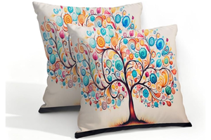 lot 62178 image: Plant Abstract Tree Outdoor Waterproof Pillow Covers Set of 2 Square Throw Pillow Cover Decorative Pillowcase Outdoor Sofa Cushion Cases for Patio Tent Couch Garden Farmhouse 16x16 Inches - Retail $15