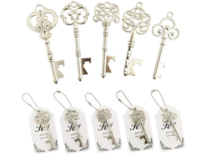 lot 62194 image: 50pcs Vintage Skeleton Key Bottle Opener,Bridal Shower Favors,Wedding Favors Souvenir Gifts with Thank You Escort Tag and Key Chains - Retail $0