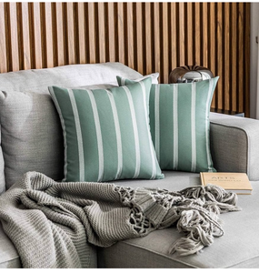 lot 62198 image: Home Brilliant Sage Green Pillows Covers Decor Stripes Lace Cushion Cases Decorative Euro Shams, 2 Packs, 24x24 inches(60cm) - Retail $0