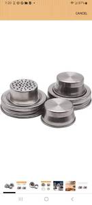 lot 20149 image: 2 Pieces Stainless Steel Mason Jar Shaker Lids  - Retail $0