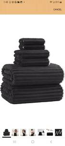 lot 20153 image: 40x80 Inches Bath Sheets Towels for Adults Luxury Microfiber Extra Large Bath Towels for Bathroom Super Soft Absorbent Quick Dry with Hanging Loop (Black,6PCS) - Retail $0