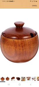 lot 20156 image: Hemoton Wooden Seasoning Bowl with Lid 3.14X3.14X3.54 Inch Natural Wood Food Container Kids Rice Bowl for Serving Rice Snacks Soup - Retail $0