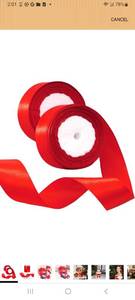 lot 20157 image: 2 Rolls Red Satin Ribbon 1 12 Inch (Total 48 Yards) - Ribbon for Flower Bouquets, Gift Wrapping, DIY Crafts, Christmas Trees, and Party Decorations - Retail $0