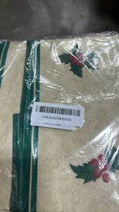lot 23167 image: Christmas Holly Fabric Table Runner or Cloth - Retail $12