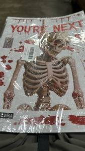 lot 23183 image: Youre Next Skeleton Halloween Window Cling Decoration - Retail $4