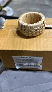 lot 23194 image: Woven Rattan Napkin Rings Brown Tan 12-Pack - Retail $15