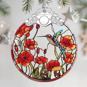 lot 23239 image: Christmas Ornaments Stained Glass Ornament, Christmas Tree Ornament, Hanging Ornaments for Home Decor & Xmas Tree Decorations �� Exquisite Holiday Decor,Gifts & Holiday Present - Hummingbird - Retail $15