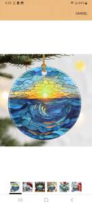 lot 23240 image: Christmas Ornaments, Dodosky 2.8in Ceramic Sunrise Ornament, Xmas Decor, Christmas Tree Ornaments, Xmas Decorations for Tree, Holiday Ornament, Gift Ideas, Sunrise Lover Gift, Gifts for Family, Friend - Retail $0