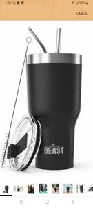 lot 23249 image: 40 oz tumbler - Vacuum Insulated Tumbler with Straw - Leak Proof Stainless Steel Travel Mug - Double Wall Iced Coffee Cup - Reusable Water Bottle - Gifts for Mom, Women and Men (Matte Black) - Retail $0