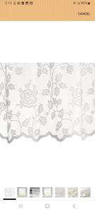 lot 23255 image: TERLYTEX Lace Valance Curtain for Kitchen Window, Vintage Kitchen Cafe Curtain 18 Inch Length for Small Windows, Rustic Floral Vine Embroidery Sheer Window Valance, 52 x 18 Inch, 1 Panel, Ivory - Retail $0