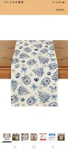 lot 23294 image: Artoid Mode Pine Trees Xmas Balls Bowknot Snowflakes 210 GSM Christmas Table Runner, Winter Holiday Kitchen Dining Table Decoration for Home Party Decor 13x90 Inch - Retail $0