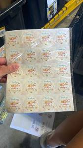 lot 33165 image: A Baby is Brewing Thank You Sticker Sheet - Retail $3